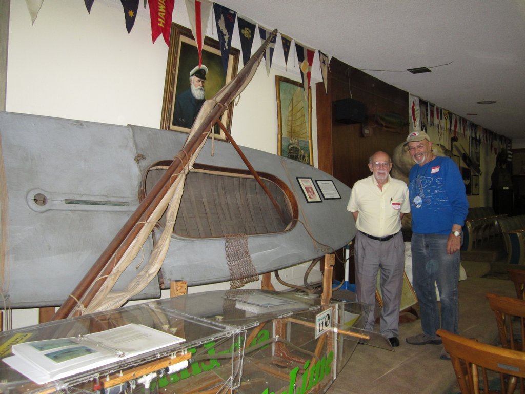 3.This two part kayakcanoe was padded over 16,000 miles including transiting the Panama Canal, beneath it is the submarine that actually worked to gain it’s inventors an award.JPG